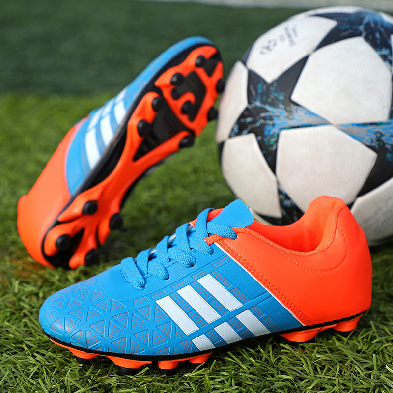 Kids Breathable Soccer Cleats Lightweight Youth Training Football Boots with Hook and Loop Fastener