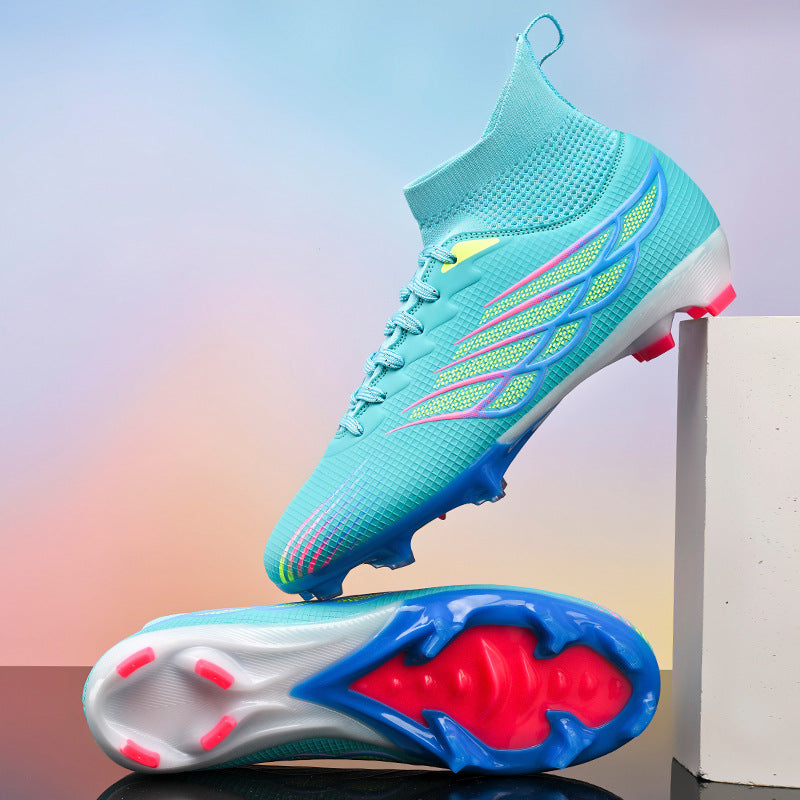 Mens Breathable Professional Soccer Cleats Professional AG High Top Football Boots for Adults and Kids
