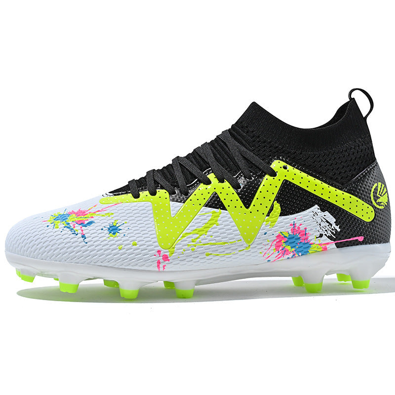 Unisex High Top Soccer Cleats Professional TF Turf Training Football Boots for Men Women and Kids