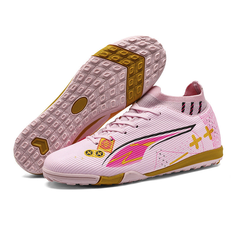 Professional High-Top Soccer Cleats for Men & Youth | AG/TF Hybrid Training Football Boots | Anti-Slip Competition Soccer Shoes