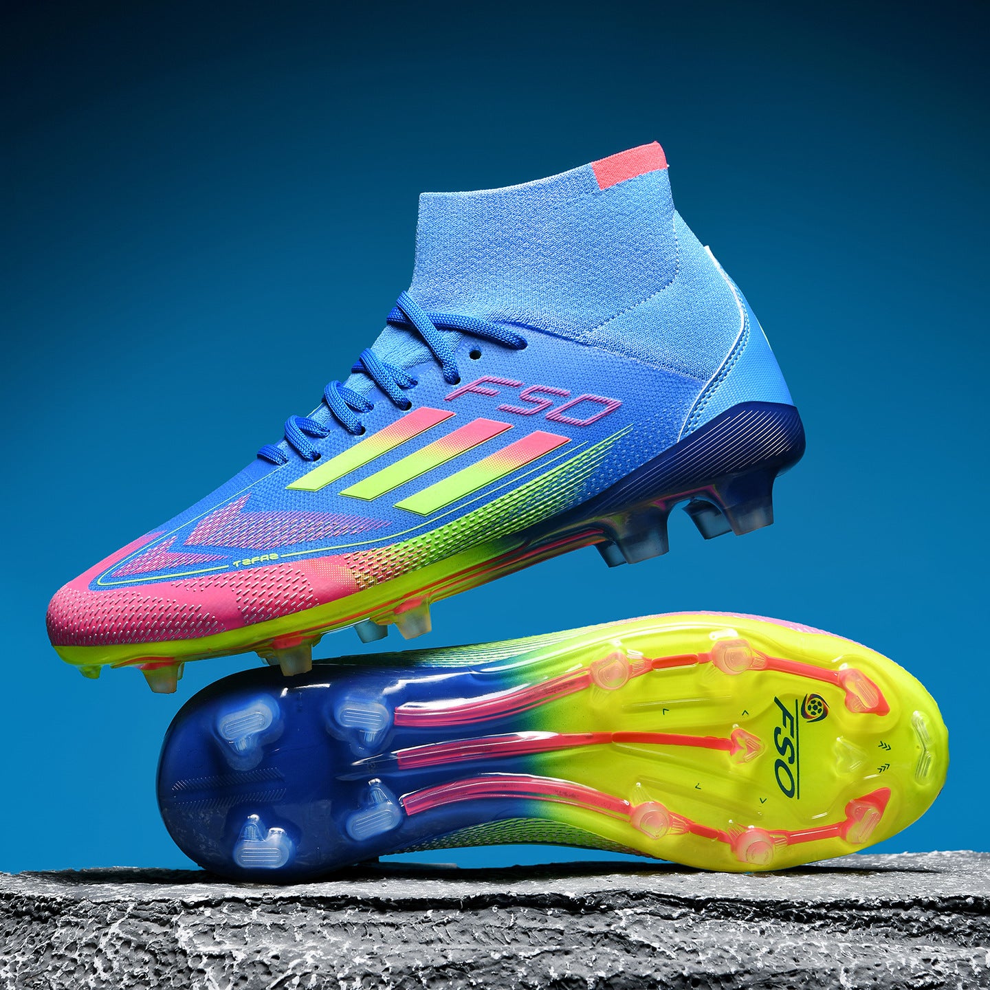 F50 Soccer Cleats Professional High Top Football Boots for Men and Women World Cup Edition Long Spikes Training Athletic Shoes