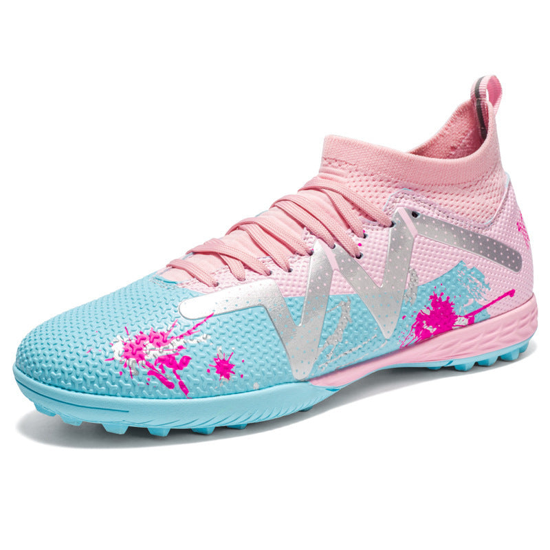 Professional Soccer Cleats for Men and Women High Top Graffiti Print Football Boots Flyknit Athletic Training Shoes Firm Ground FG Turf TF