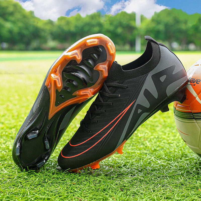 Men Professional AG Spikes Soccer Cleats Breathable Seamless Knit Training Football Shoes