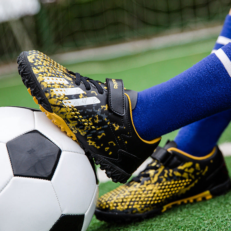 Kids Soccer Cleats Boys Turf Training Shoes Youth Velcro Athletic Football Boots Artificial Grass Soccer Shoes